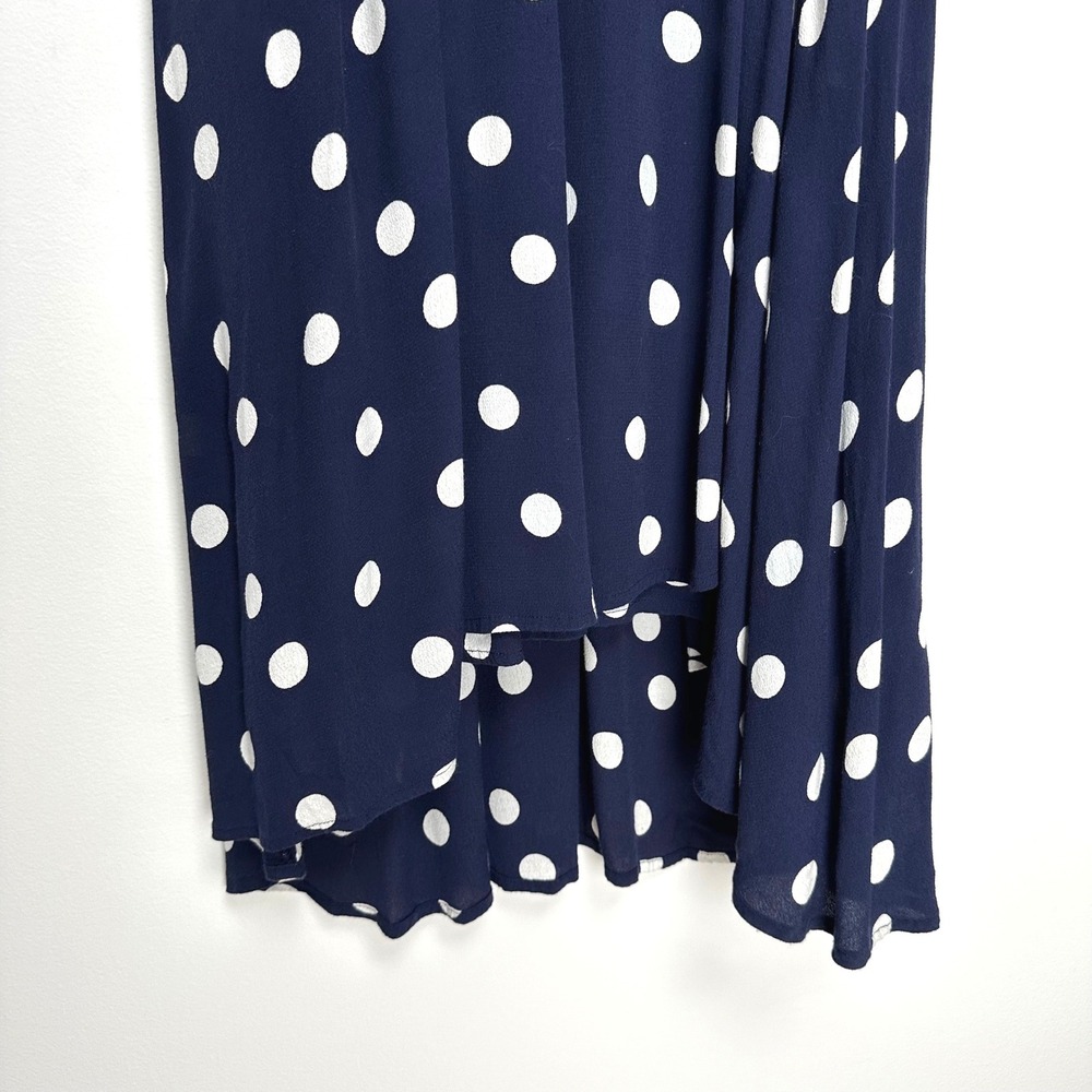 Maeve Anthropologie Polka Dot Wrap Dress Navy Blue White Midi Size 16 - Picture 7 of 11